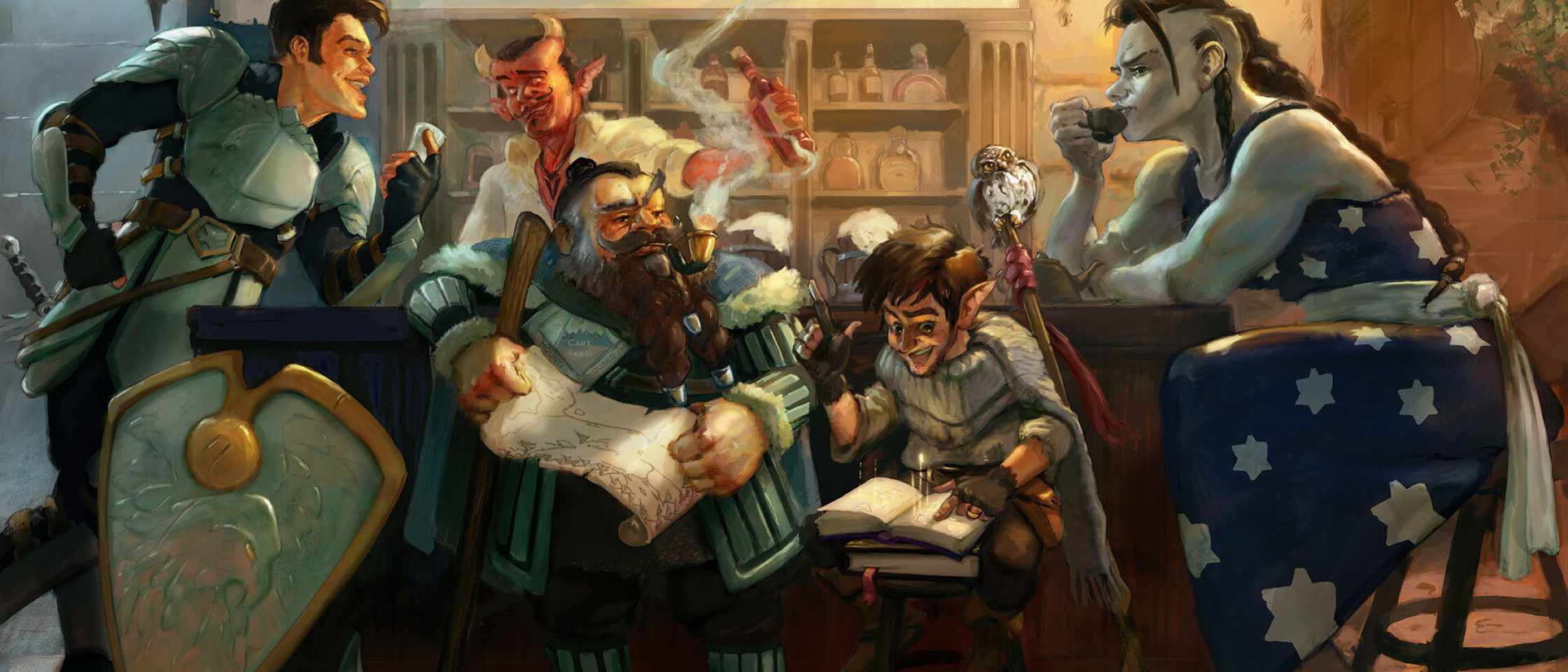 Players sitting around in a tavern